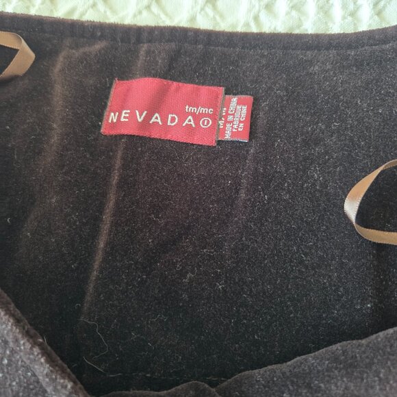 Nevada Boho vintage tiered chocolate brown velvet beaded skirt Size Medium - Picture 5 of 10